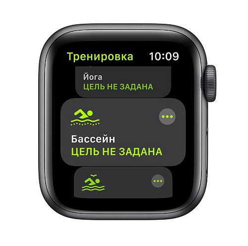 Apple Watch SE, 40 мм, алюминий цвета «серый космос», спортивный ремешок черного цвета